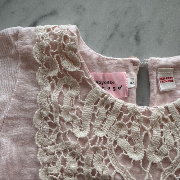 Babycake Vintage Blush Pink Long Sleeve 5T Doily Appliqué - Picture 5 of 10